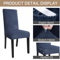 Jiviner Velvet Dining Chair Slipcover High Stretch Chair Covers For Dining Room 4 Pack Parsons Chair Furniture Protector For Hotel, Party, Restaurant (4, Navy Blue)