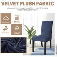 Jiviner Velvet Dining Chair Slipcover High Stretch Chair Covers For Dining Room Set Of 6 Parsons Chair Furniture Protector For Hotel, Party, Restaurant (6, Navy Blue)
