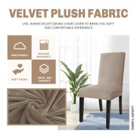 Jiviner Velvet Dining Chair Slipcover High Stretch Chair Covers For Dining Room Set Of 6 Parsons Chair Furniture Protector For Hotel, Party, Restaurant (6, Khaki)