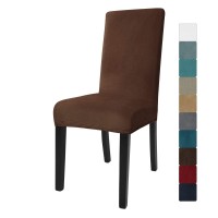 Jiviner Velvet Dining Chair Slipcover High Stretch Chair Covers For Dining Room Set Of 2 Parsons Chair Furniture Protector For Hotel, Party, Restaurant (2, Dark Coffee)