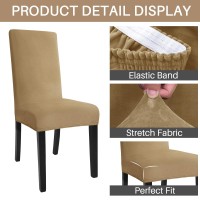 Jiviner Velvet Dining Chair Slipcover High Stretch Chair Covers For Dining Room Set Of 6 Parsons Chair Furniture Protector For Hotel, Party, Restaurant (6, Camel)