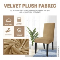 Jiviner Velvet Dining Chair Slipcover High Stretch Chair Covers For Dining Room Set Of 6 Parsons Chair Furniture Protector For Hotel, Party, Restaurant (6, Camel)