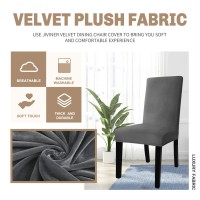 Jiviner Velvet Dining Chair Slipcover High Stretch Chair Covers For Dining Room Set Of 4 Parsons Chair Furniture Protector For Hotel, Party, Restaurant (4, Gray)