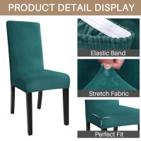 Jiviner Velvet Dining Chair Slipcover High Stretch Chair Covers For Dining Room Set Of 4 Parsons Chair Furniture Protector For Hotel, Party, Restaurant (4, Blackish Green)