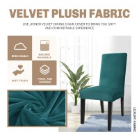 Jiviner Velvet Dining Chair Slipcover High Stretch Chair Covers For Dining Room Set Of 4 Parsons Chair Furniture Protector For Hotel, Party, Restaurant (4, Blackish Green)