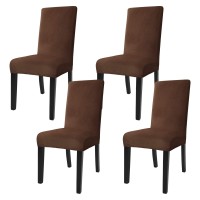 Jiviner Velvet Dining Chair Slipcover High Stretch Chair Covers For Dining Room Set Of 4 Parsons Chair Furniture Protector For Hotel, Party, Restaurant (4, Dark Coffee)