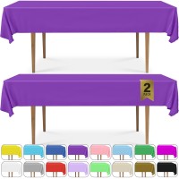 Decorrack 2 Rectangular Tablecloths -Bpa- Free Plastic, 54 X 108 Inch, Dining Table Cover Cloth Rectangle For Parties, Picnic, Camping And Outdoor, Disposable Or Reusable In Purple (2 Pack)