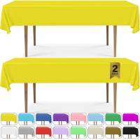 Decorrack 2 Rectangular Tablecloths -Bpa- Free Plastic, 54 X 108 Inch, Dining Table Cover Cloth Rectangle For Parties, Picnic, Camping And Outdoor, Disposable Or Reusable In Yellow (2 Pack)