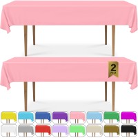 Decorrack 2 Rectangular Tablecloths -Bpa- Free Plastic, 54 X 108 Inch, Dining Table Cover Cloth Rectangle For Parties, Picnic, Camping And Outdoor, Disposable Or Reusable In Light Pink (2 Pack)