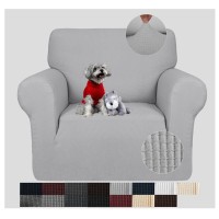 Jiviner Super Stretch Chair Slipcovers With Arms 1Piece Jacquard Small Checks Living Room Armchair Covers Soft Anti Slip Sofa C