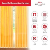 Sapphire Home Mustard Yellow Sheer Curtains -2 Panels Set 54