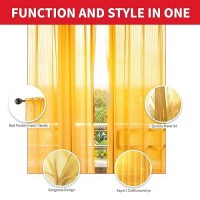 Sapphire Home Mustard Yellow Sheer Curtains -2 Panels Set 54