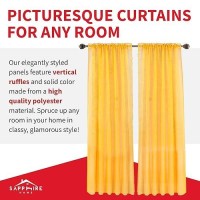 Sapphire Home Mustard Yellow Sheer Curtains -2 Panels Set 54