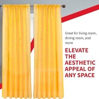 Sapphire Home Mustard Yellow Sheer Curtains -2 Panels Set 54