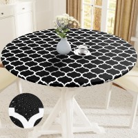 Smiry Round Picnic Tablecloth, Waterproof Elastic Fitted Table Covers For 45