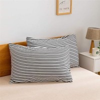 Jellymoni 100 Natural Cotton 2Pcs Striped Duvet Cover Sets White Duvet Cover With Black Stripes Pattern Printed Comforter Cover