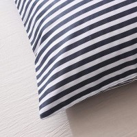 Jellymoni 100 Natural Cotton 2Pcs Striped Duvet Cover Sets White Duvet Cover With Navy Blue Stripes Pattern Printed Comforter C