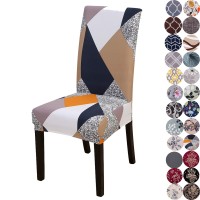 Lalluxy Stretchy Parson Chair Slipcovers For Dining Room Chair Seat Covers Chair Protectors For Party Pet Protection Universal Fit Soft Polyester (Set Of 6, Geometric)