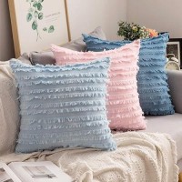 Miulee Set Of 2 Decorative Boho Throw Pillow Covers Linen Striped Jacquard Pattern Cushion Covers For Sofa Couch Living Room Bed