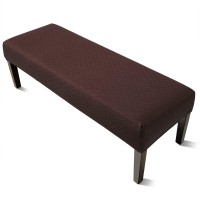 Yisun Jacquard Dining Room Bench Covers, Stretch Spandex Upholstered Bench Slipcover Removable Washable Anti-Dust Dining Bench Protectors (Chololate)