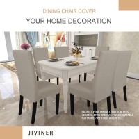 Jiviner Stretch Chair Covers For Dining Room Set Of 6 Jacquard Dining Chair Slipcovers Washable Parson Chair Funiture Protector For Restaurant, Kitchen (6, Khaki)