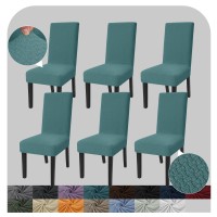 Jiviner Stretch Chair Covers For Dining Room Set Of 6 Jacquard Dining Chair Slipcovers Washable Parson Chair Funiture Protector For Restaurant, Kitchen (6, Peacock Blue)