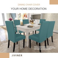Jiviner Stretch Chair Covers For Dining Room Set Of 6 Jacquard Dining Chair Slipcovers Washable Parson Chair Funiture Protector For Restaurant, Kitchen (6, Peacock Blue)
