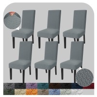 Jiviner Stretch Chair Covers For Dining Room Set Of 6 Jacquard Dining Chair Slipcovers Washable Parson Chair Funiture Protector For Restaurant, Kitchen (6, Light Gray)