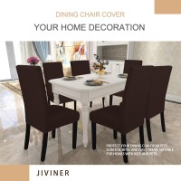 Jiviner Stretch Chair Covers For Dining Room Set Of 2 Jacquard Dining Chair Slipcovers Washable Parson Chair Funiture Protector For Restaurant, Kitchen (2, Dark Coffee)