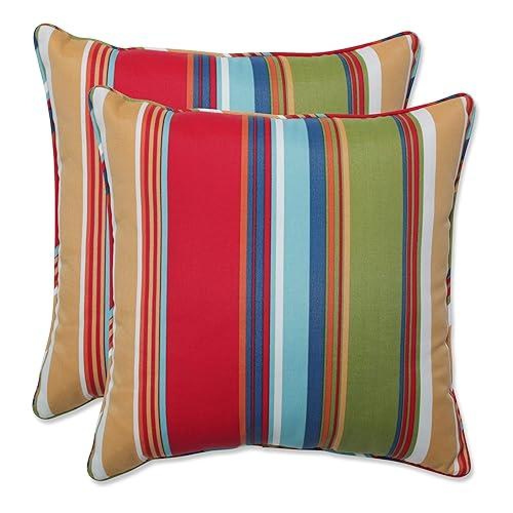 Pillow Perfect Stripe Indooroutdoor Accent Throw Pillow Plush Fill Weather And Fade Resistant Throw 165 X 165 Red