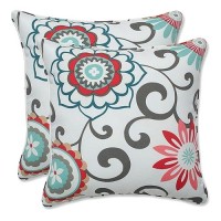 Pillow Perfect Floral Indoor/Outdoor Throw Pillow Plush Fill  Weather  And Fade Resistant  Accent - 16.5