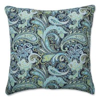 Pillow Perfect Paisley Indooroutdoor Accent Throw Pillow Plush Fill Weather And Fade Resistant Floor 25 X 25 Bluegr