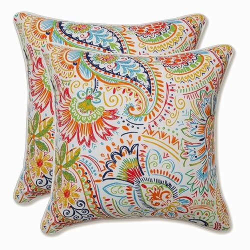 Pillow Perfect Paisley Indoor/Outdoor Accent Throw Pillow  Plush Fill  Weather  And Fade Resistant  Throw - 16.5