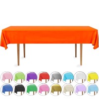 Decorrack 2 Rectangular Tablecloths -Bpa- Free Plastic, 54 X 108 Inch, Dining Table Cover Cloth Rectangle For Parties, Picnic, Camping And Outdoor, Disposable Or Reusable In Bright Orange (2 Pack)