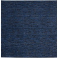 Nourison Essentials Indooroutdoor Midnight Blue 9 X Square Area Rug Easy Cleaning Non Shedding Bed Room Living Room Dinin