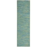 Nourison Essentials Indooroutdoor Blue Green 2 X 6 Area Rug Easy Cleaning Non Shedding Bed Room Living Room Dining Room