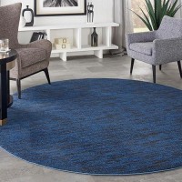 Nourison Essentials Indooroutdoor Midnight Blue 8 X Round Area Rug Easy Cleaning Non Shedding Bed Room Living Room Dining