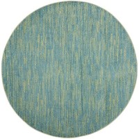 Nourison Essentials Indooroutdoor Blue Green 6 X Round Area Rug Easy Cleaning Non Shedding Bed Room Living Room Dining Ro