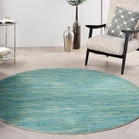 Nourison Essentials Indooroutdoor Blue Green 6 X Round Area Rug Easy Cleaning Non Shedding Bed Room Living Room Dining Ro