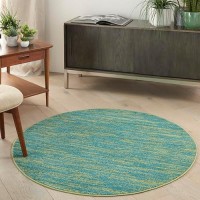 Nourison Essentials Indooroutdoor Blue Green 4 X Round Area Rug Easy Cleaning Non Shedding Bed Room Living Room Dining Ro