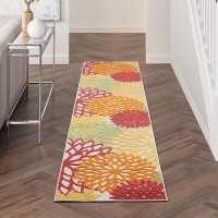 Nourison Aloha Indooroutdoor Red Multi Colored 23 X 10 Area Rug Tropical Botanical Easy Cleaning Non Shedding Bed Room