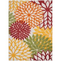 Nourison Aloha Indooroutdoor Red Multi Colored 96 X 13 Area Rug Tropical Botanical Easy Cleaning Non Shedding Bed Room