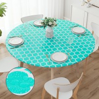 Smiry Round Picnic Tablecloth, Waterproof Elastic Fitted Table Covers For 45