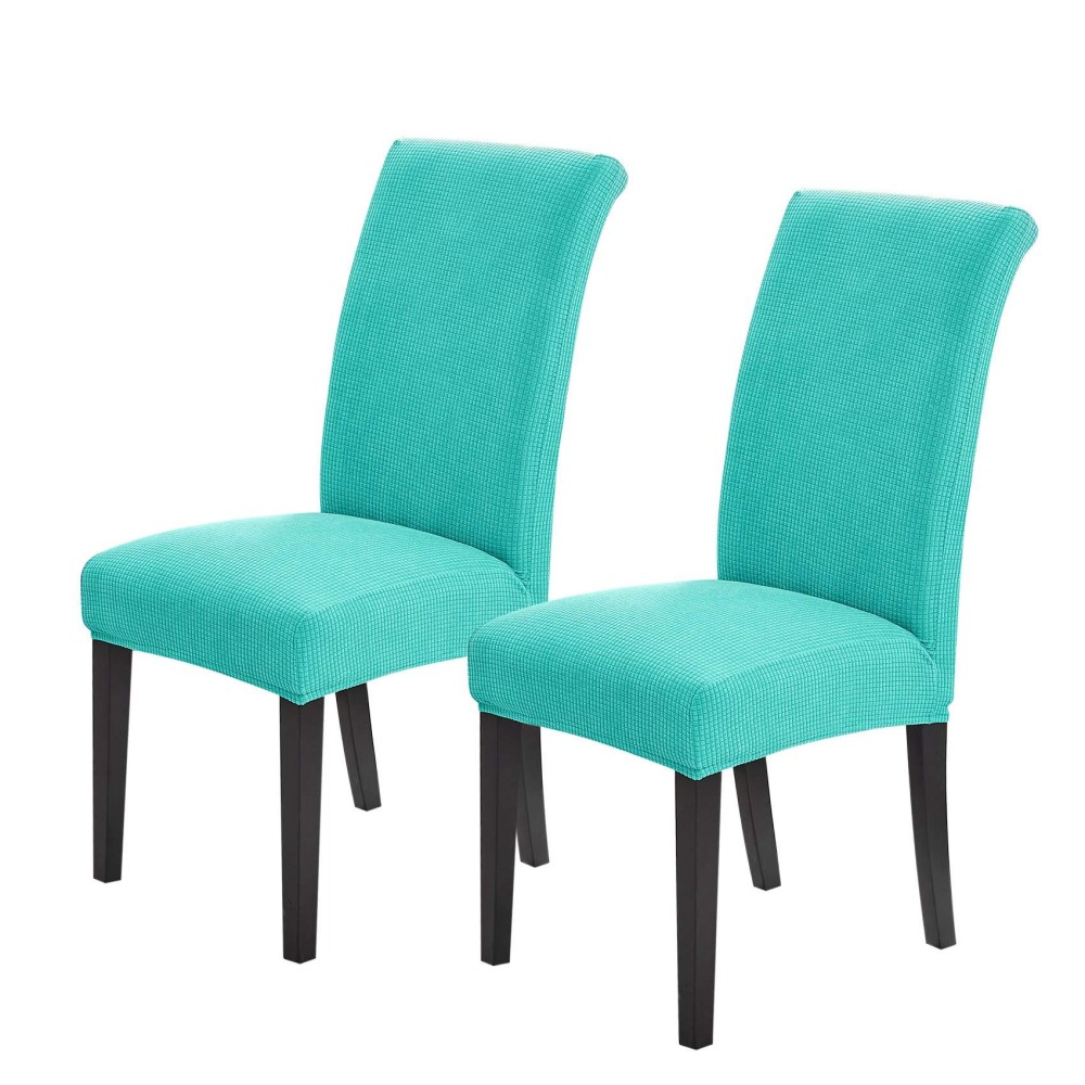 Joccun Chair Covers For Dining Room Set Of 2,Water Repellent Dining Chair Slipcovers Stretch Dining Room Chair Covers Seat Protector,Washable Parsons Chair Cover For Home,Hotel(Turquoise,2 Pack)