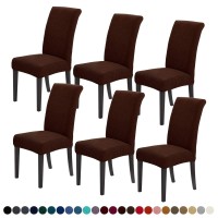 Joccun Chair Covers For Dining Room Set Of 6,Water Repellent Dining Chair Slipcovers Stretch Dining Room Chair Covers Seat Protector,Washable Parsons Chair Cover For Home,Hotel(Chocolate,6 Pack)