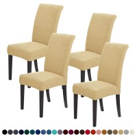 Joccun Chair Covers For Dining Room Set Of 4,Water Repellent Dining Chair Slipcovers Stretch Dining Room Chair Covers Seat Protector,Washable Parsons Chair Cover For Home,Hotel(Parmesan,4 Pack)