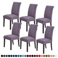 Joccun Chair Covers For Dining Room Set Of 6,Water Repellent Dining Chair Slipcovers Stretch Dining Room Chair Covers Seat Protector,Washable Parsons Chair Cover For Home,Banquet(Grapeade,6 Pack)