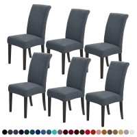 Joccun Chair Covers For Dining Room Set Of 6,Water Repellent Dining Chair Slipcovers Stretch Dining Room Chair Covers Seat Protector,Washable Parsons Chair Cover For Home,Hotel,Banquet(Gray,6 Pack)