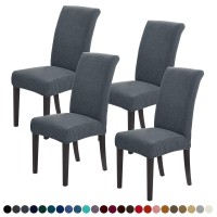 Joccun Chair Covers For Dining Room Set Of 4,Water Repellent Dining Chair Slipcovers Stretch Dining Room Chair Covers Seat Protector,Washable Parsons Chair Cover For Home,Hotel,Banquet(Gray,4 Pack)