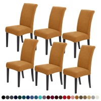 Joccun Chair Covers For Dining Room Set Of 6,Water Repellent Dining Chair Slipcovers Stretch Dining Room Chair Covers Seat Protector,Washable Parsons Chair Cover For Home,Hotel,Banquet(Gold,6 Pack)
